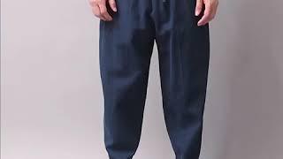 Mens Elastic Waist Linen Pants