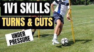 DRIBBLING AND TURNING 1v1 SKILLS in FOOTBALL