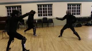 Fighting multiple opponents with swords or other weapons
