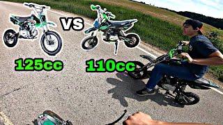 110cc vs 125cc Pit Bike Race - 15cc Make ANY Difference? Which is FASTER? (SSR Pit Bikes)