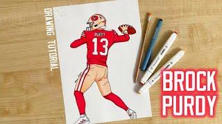 How to draw NFL players / How to draw Brock Purdy realistic / 49ers