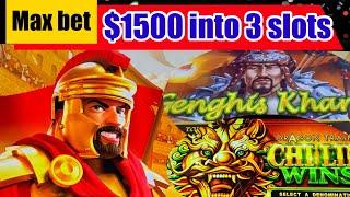 Max bet Friday I put $1500 into 3 slots and see what happened? Bull rush Dragon Train Genghis Khan