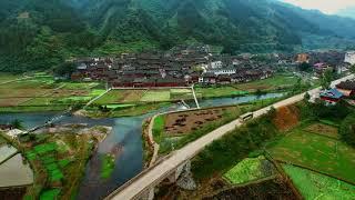 Aerial photograph Guizhou terraced village