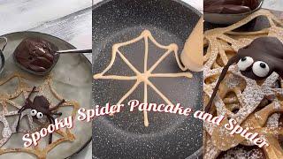 halloween dessert  - foodiebeats tiktok viral video - diy short  - spooky spider pancake