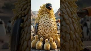 Penguin mother's body covered with yellow parasites to protect her cubs 企鹅妈妈为保护幼崽全身长满黄色寄生虫