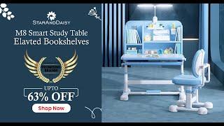 StaraAndDaisy Smart Study Table & Chair for Children & Students With Elavted Bookshelves