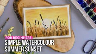 Simple Watercolour Sunset | MINIMAL SUPPLIES CARDMAKING