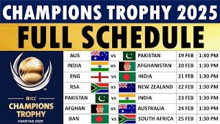 ICC Champions Trophy 2025 Schedule | Fixtures, Venues & Timings | Champions Trophy 2025 Schedule