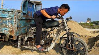 Full restoration of old tricycle |Restoring the engine of a tricycle carrying construction materials