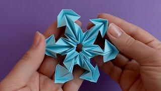Оригами снежинка из бумаги без клея  Декор на Новый год своими руками  Christmas Origami Snowflake
