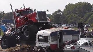 Big Pete Monster truck crushes caravan