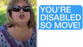 r/Entitledparents Karen Tries To Steal A Disabled Person's Seat!