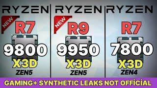 9800X3D VS 7800X3D  İ9 14900K VS R9 9950X VS R9 7950X  GAMİNG Test leaks