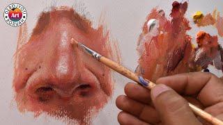 Beginners Nose Painting Tutorial in Acrylic on Paper | Real Time Demonstration by Debojyoti Boruah