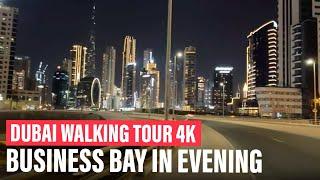 Dubai Walking Tour 4K | Business Bay at Night