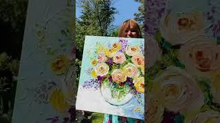 “Summer Rose Bouquet”24x24x1.5 inch Acrylic on stretched canvas