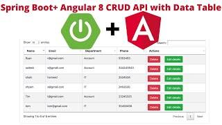 Angular 8 + Spring Boot CRUD API + Data Table Example