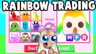 TRADING THROUGH THE RAINBOW (ADOPT ME TRADE CHALLENGE)