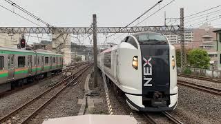 東海道線特急踊り子 E257系2000番台 戸塚駅通過シーン／成田エクスプレスE259系戸塚駅進入シーン