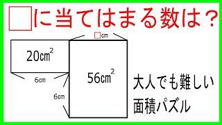 大人でも難しい面白い面積問題　【小学生算数　中学受験　図形】