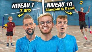 Affronter des joueurs de volley du niveau 1 à 10 : qui les battra tous ?