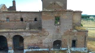 Flying over chapel ruins.Drones