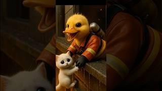 Duck Rescues Kitten From a Terrifying Fire /Kitten in Danger – Hero Duck Comes to the Rescue!