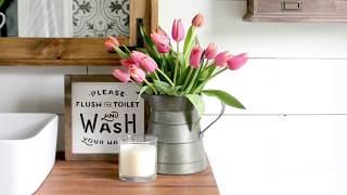 Vintage inspired farmhouse bathroom makeover