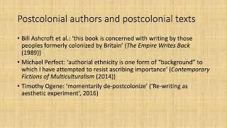 Mini-Lecture: Postcolonial British Literature