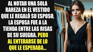 Al notar una sola rareza en el vestido que le regaló su esposo, la esposa fue a la tienda entre...