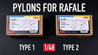 Pylons for Rafale Type 1 and Type 2 in 1/48 scale by ResKit | Unboxing