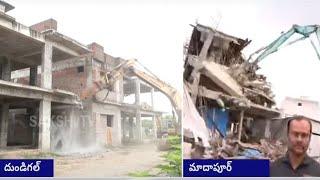 Hydra Demolitions in Dundigal and Madhapur | Illegal Constructions Demolition @SakshiTV