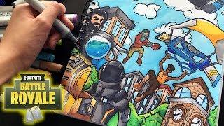 EPIC FORTNITE DRAWING!! | Fortnite Battle Royal Copic Marker Illustration | Shrimpy