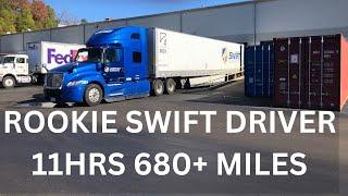 ROOKIE SWIFT DRIVER DROVE 11HRS 680+ MILES | OTR TRUCKING VLOG