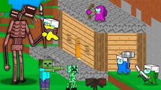 Among Us in the World of Minecraft: Battle Against Siren Head and Zombies!