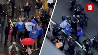 Chaotic moment anti-ICE protestors arrested outside NYC immigration court after clashing with police