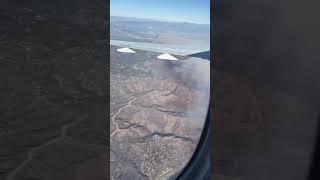 Timelapse of flight over wildfire & landing at LAX