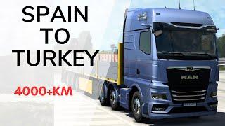 Spain to Turkey | ️ | MAN TGX Sound mod | Euro Truck Simulator 2 | ETS2 Long Delivery | ASMR 