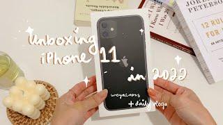 iPhone 11 unboxing 2022 aesthetic  black, minimalist + daily vlog, spa day | weyatoons