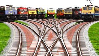 9 Indian Train Crossing 3d Train Journey || Indian Express Train Videos ||relrod tracks train video