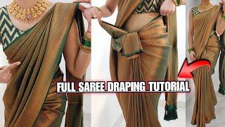 How to drape kanjivaram silk saree easily & perfectly|Self Saree Draping Tutorial|Step By Step|Hindi