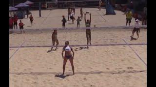 Beach volleyball overhand reception