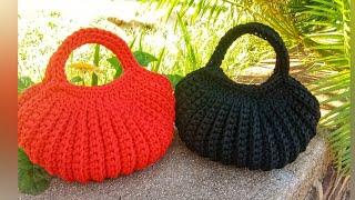 Crochet ribbed bag tutorial - bolsa de crochet