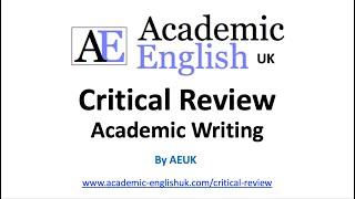 How to write a critical review  / Academic Writing