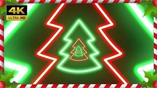 Red and green Christmas Tree 2024 VJ loop neon glow Xmas video background 4k 60fps