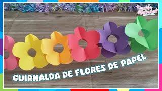 Como hacer una Guirnalda con flores de papel - Bonita y Facil de hacer - Decoración Fácil