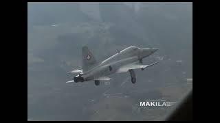 Swiss Air Force PC-7 with a F-5E Tiger II over the Alps