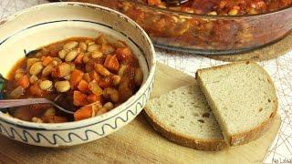 Gigantes fournou (weiße Bohnen in Tomatensauce) griechisch-orthodoxes Fastengericht (vegan)