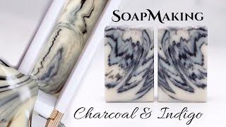 Charcoal Indigo In-the-Pot Swirl Soap Making