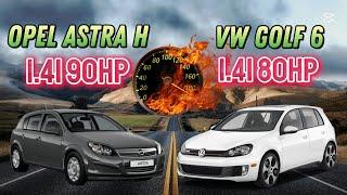 1.4i Battle VW Golf 6 vs Opel Astra H (1.4i 80hp vs 90hp) Acceleration test 0-100